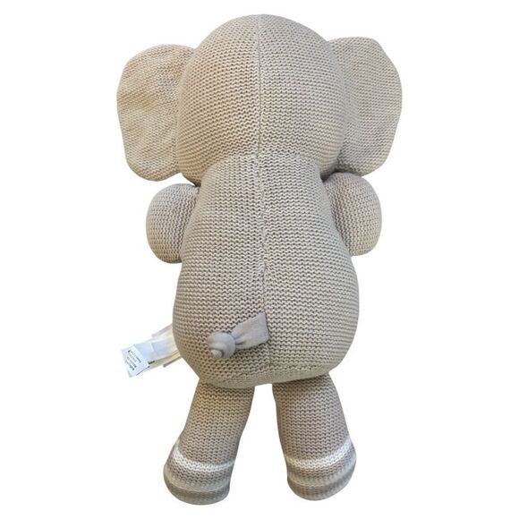 Living Textiles Theodore Elephant Grey Knitted Toy Rattle - Picture 2 of 5